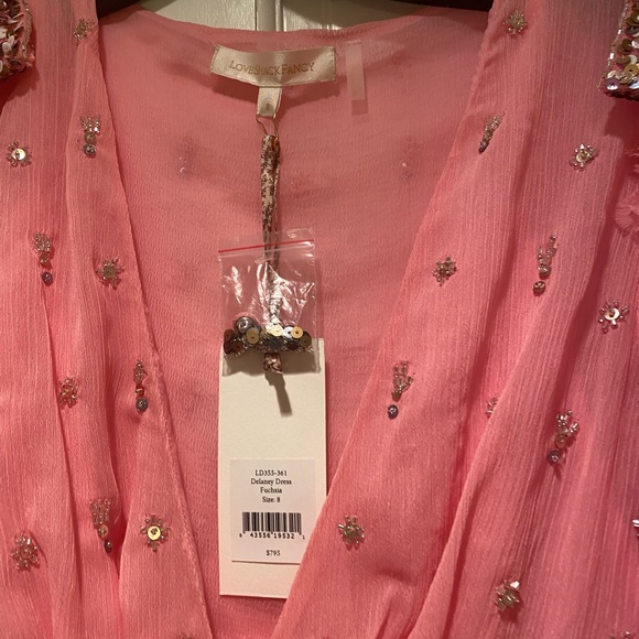 Loveshackfancy Delaney Dress Sequin Pink Midi - Picture 8 of 8